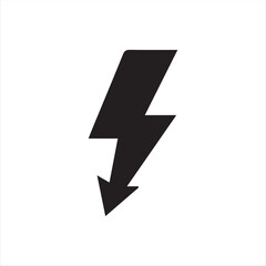 Black silhouette lightning bolt icon with a simple geometric style. Perfect for representing power, energy, electricity, or speed in modern graphic design