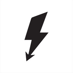 Black silhouette lightning bolt icon with a simple geometric style. Perfect for representing power, energy, electricity, or speed in modern graphic design