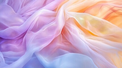 Obraz premium Delicate, pastel-hued fabric drapes in soft, flowing folds