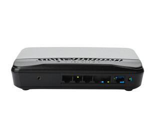 Modern Wi-Fi router device black color PNG transparent