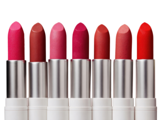 Row of various shades of red lipstick