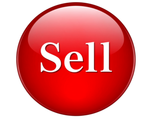 Sell Action Red Button PNG Isolated