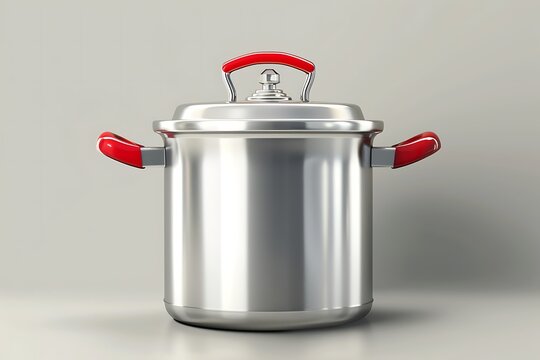 Stainless Steel Pressure Cooker with Red Handles