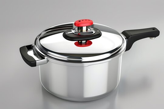 Stainless Steel Pressure Cooker with Red Handles