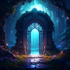 Fototapeta premium Mystical archway in a vibrant forest