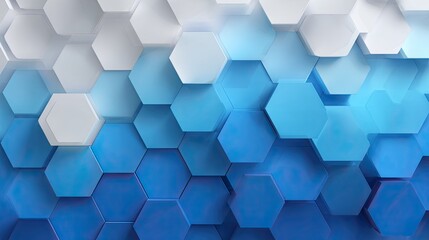 Abstract hexagons, gradient blue white