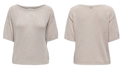sweater on white background, top view, with flat lay. Fashion Lady Clothes Set: Trendy and Cozy...