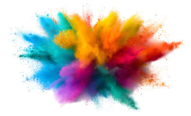 Fototapeta premium Isolated splash of colorful powder dust on white background
