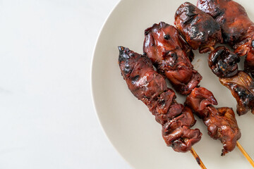 grilled chicken liver skewer yakitori serve in izakaya style