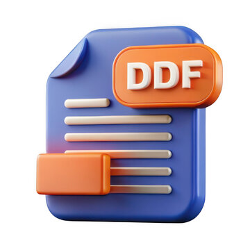 3d ddf file icon isolated on transparent background