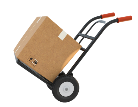 Delivery Hand Truck with Box PNG Transparent Background