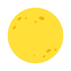 Yellow full moon isolated on a white background.
