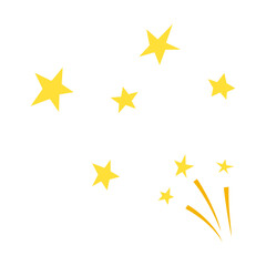 Yellow stars bouncing isolated on a white background.