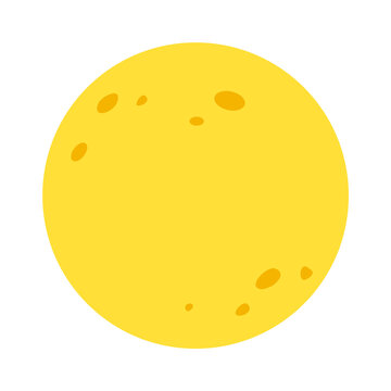Yellow full moon isolated on a white background.