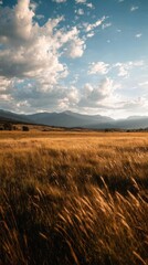 Obraz premium Golden Meadow Under a Vast Sky