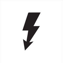 Minimalist thunderbolt vector symbol in black color. Ideal for apps, logos, weather icons, energy signs, and electrical hazard graphics