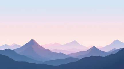 Obraz premium a serene mountain range at sunrise or sunset with pastel colors
