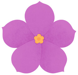 Purple yellow flower illustration. Hand drawn floral clip art