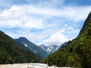 湯俣温泉への登山道から見る北アルプスの山並み
