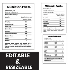 Fototapeta premium nutrition facts, nutrition label, food label, nutrition template, nutrition facts template