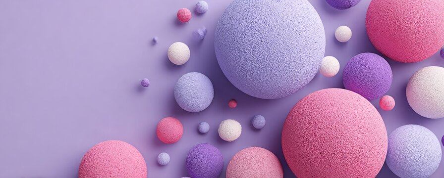 Pastel spheres scattered on purple