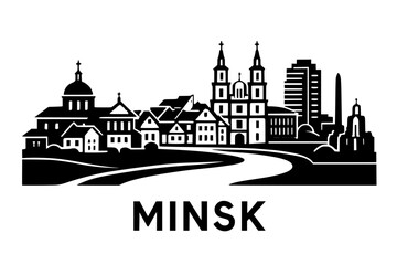 Fototapeta premium The silhouette of the city of Minsk on a transparent background