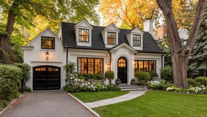 Elegant white house with black details