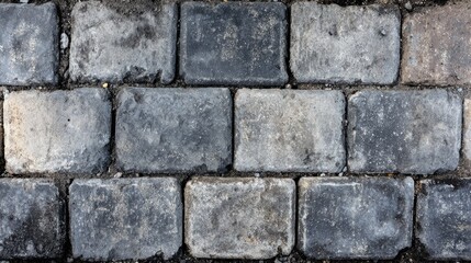 Obraz premium Close-up view of a patterned paving stone surface.