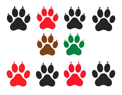 Different animal paw print vector illustrations