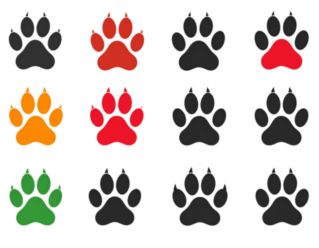 Different animal paw print vector illustrations