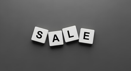 Obraz premium Sale sign on white tiles on gray background.