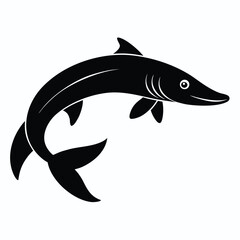 Obraz premium A black and white logo type fish silhouette design