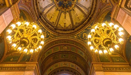 Obraz premium Ornate ceiling with chandeliers