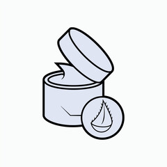 Aloe Vera Cream. Icon of Cosmetics Gel. A gelatinous substance used especially in cosmetics to soften or soothe the skin.  