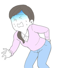腰が痛い女性　青ざめる