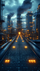 Chrome-plated rendering of automated belt conveyor wallpaper