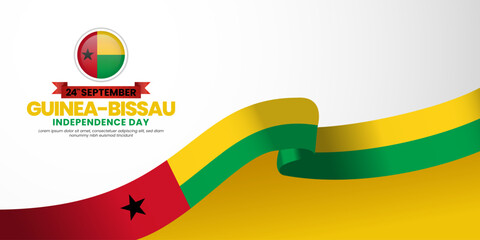 Guinea bissau independence day banner background 24 september design element with waving ribbon flag
