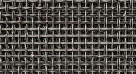 Worn and Weathered Metallic Wire Mesh Texture, Close-up Background
