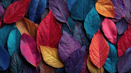 Vibrant autumn leaves in a colorful array