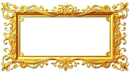 Ornate golden frame with intricate floral designs and a rectangular white space in the center
