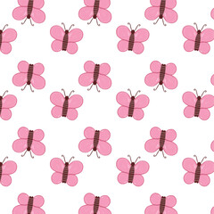 cute pink butterfly seamless pattern