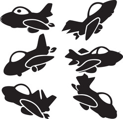 A collection of vector animal silhouettes, including flying birds and a set of sea fish