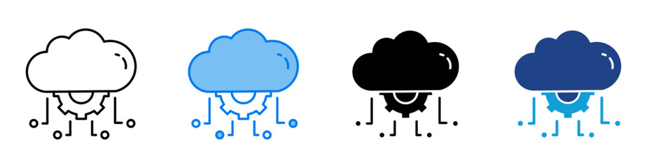 Cloud computing icon set multiple style collection