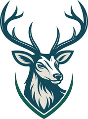 Naklejka premium deer head silhouette vector collection with antlers isolated black hunting emblem design for badges tattoos and logos 