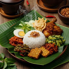 Indonesian Tumpeng with Complete Side Dishes