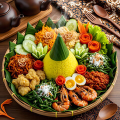 Colorful Tumpeng Arrangement for Traditional Ceremony