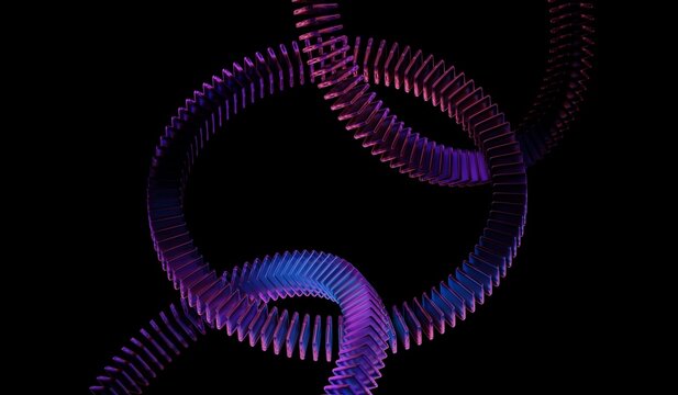 Black 3D background featuring glass chromatic cube block shapes render with abstract crystal pattern, neon light holographic gradient, and blue purple caustic effect. 3D illustration