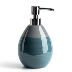 Obraz premium Elegant and minimalist ceramic soap dispenser with a sleek matte finish isolated on a clean white background This modern and functional bathroom accessory features a simple