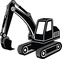 Excavator Vector Icon, Heavy Construction Machinery Icons Set in Black and Orange, Editable Stroke, Vector Illustration Construction Machinery, Construction Equipment Icons Set Editable Stroke
