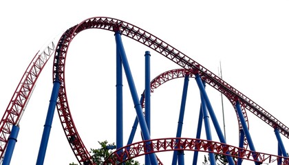 Roller coaster tracks against a white background